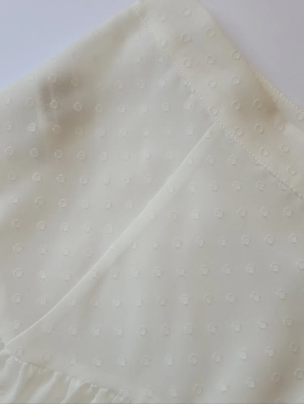 Forever 21 Swiss Dot Asymmetrical Ruffle Mini Skirt Ivory Size L